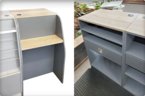 Meuble caisse PMU pour comptoir caisse sur mesure de bureau de tabac