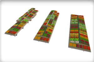 Les trois largeurs de notre table FL-TO, conçue pour une contenance optimisée en nombre de cagettes sur chaque côté